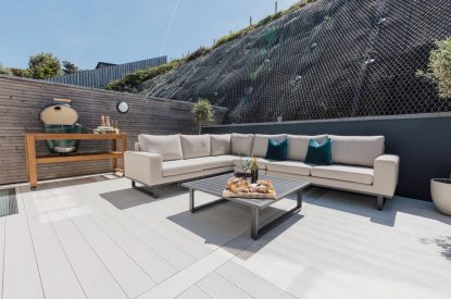 Luxury outdoor seating area at Aurora Skies, Cornwall