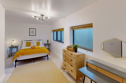 A king size bedroom at The Tide House, Cornwall