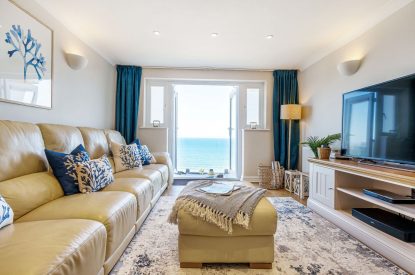 The living room at Tranquil Shores, Cornwall