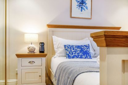 A king size bedroom at Tranquil Shores, Cornwall