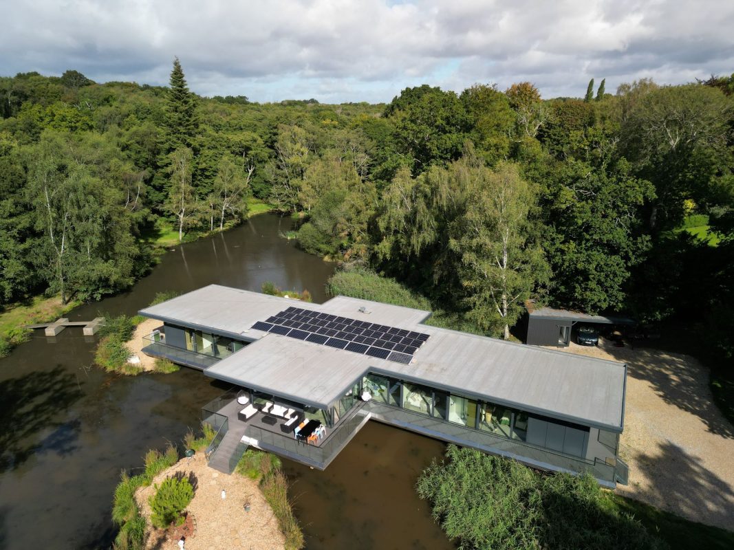 Aerial view of The Bridge House, Hampshire