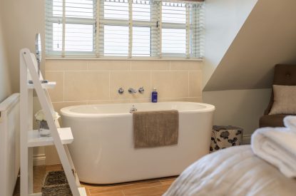 Free standing bath at Primrose Cottage, Yorkshire
