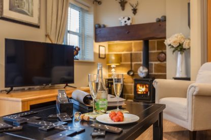 The log burner at Primrose Cottage, Yorkshire