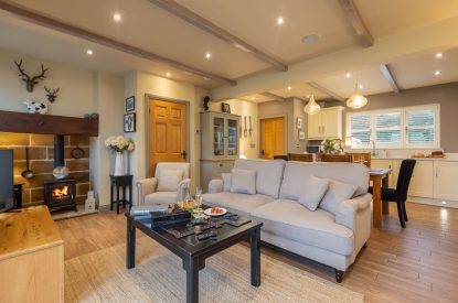 The open plan living space at Primrose Cottage, Yorkshire