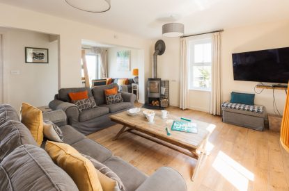 The living room at Sunset Sands, Cornwall