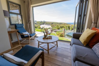 The living room at Sunset Sands, Cornwall
