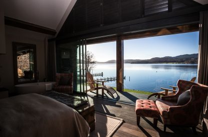 A king sized bedroom at Lake View Lodge, Lake District