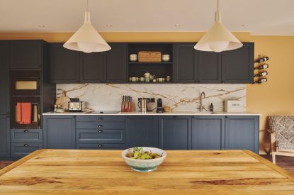 The kitchen area at Hay Barn, Powys