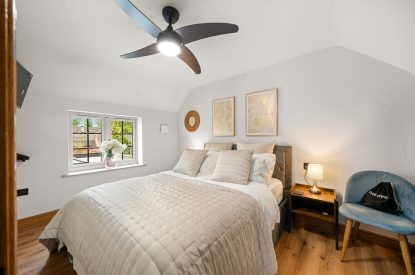 A king-size bedroom at Forge Cottage, Staffordshire