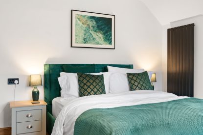 A king-size bedroom at Forge Cottage, Staffordshire