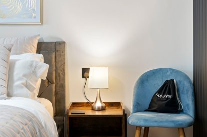 A king-size bedroom at Forge Cottage, Staffordshire