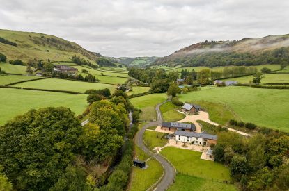 Aerial view of Mill House, Powys