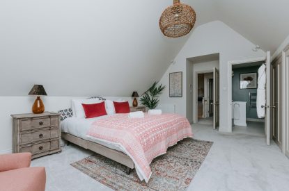 A super-king size bedroom at Havenwood, Oxfordshire