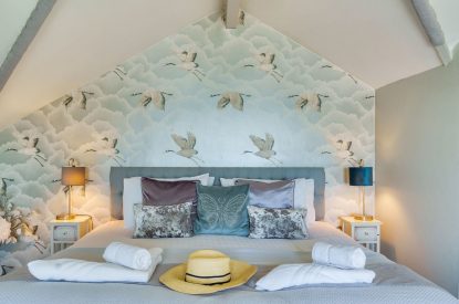 The super-king size bedroom at Lightkeepers Cottage, Cornwall