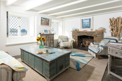 The living room at Mariner's Cottage, Cornwall