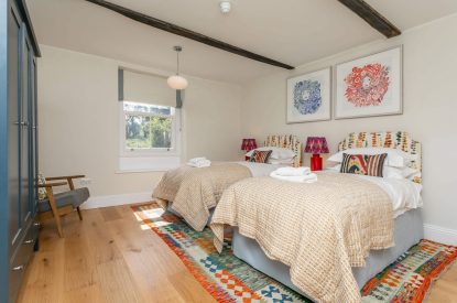 A twin bedroom at Wrenstone House, Yorkshire Dales