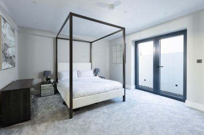 A king-size bedroom at Panorama Point, Cornwall