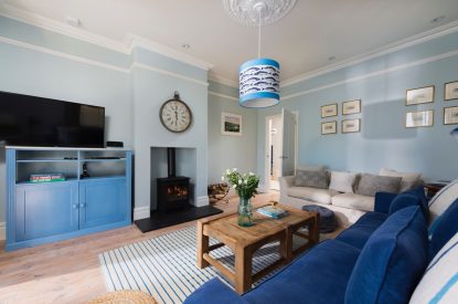The living room at Sea Island, Cornwall