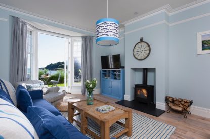 The wood burning stove at Sea Island, Cornwall