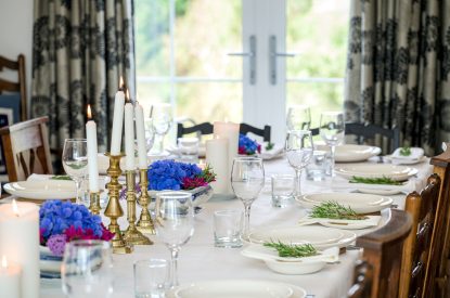 The dining table at An Taigh Geal, Argyll and Bute