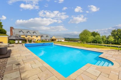 The heated swimming pool at Broadridge Manor, Devon