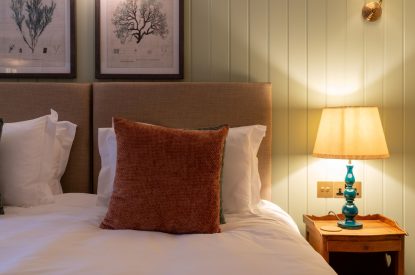 A super-king size bedroom at Parkview Farmhouse, Somerset