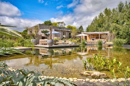The natural swimming pond at Olive Orchard, Cotswolds