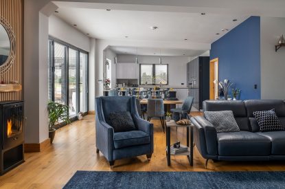 The open plan living space at The Tractor Shed, Worcestershire