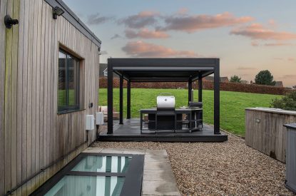 The outdoor kitchen at The Tractor Shed, Worcestershire