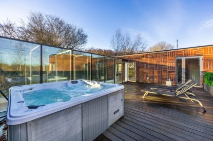 The hot tub and roof terrace at Lunar, Hertfordshire