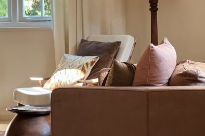 The sitting room at Muntjac Cottage, Lincolnshire