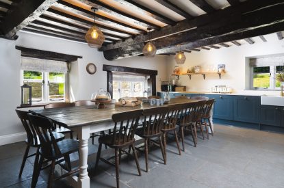 The dining table at Holwell Farmhouse, Devon