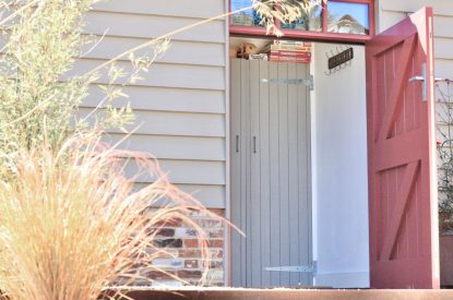 The open door leading into Gull Farm Barn, Suffolk