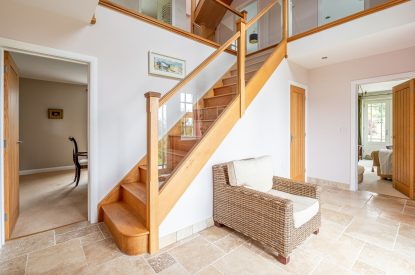 The staircase in the inner hall at Tinkers Folly, Yorkshire