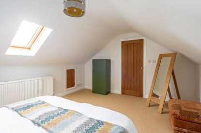 The master bedroom at Tinkers Folly, Yorkshire