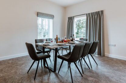 The dining table at The Equestrians, Shropshire