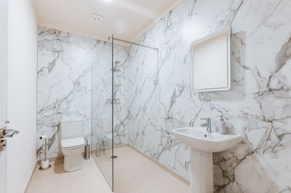 A shower room at The Equestrians, Shropshire
