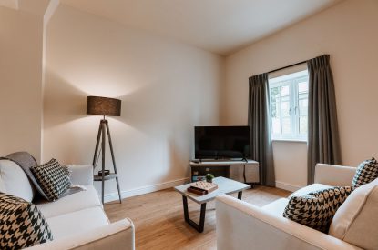 The living room at The Equestrians, Shropshire