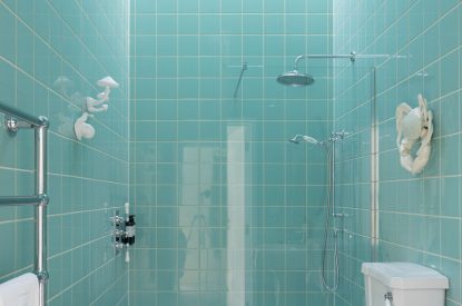 The shower room at The Shack, Cornwall