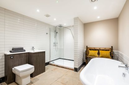 A bathroom at Sherwood Lodge, Sherwood Forest