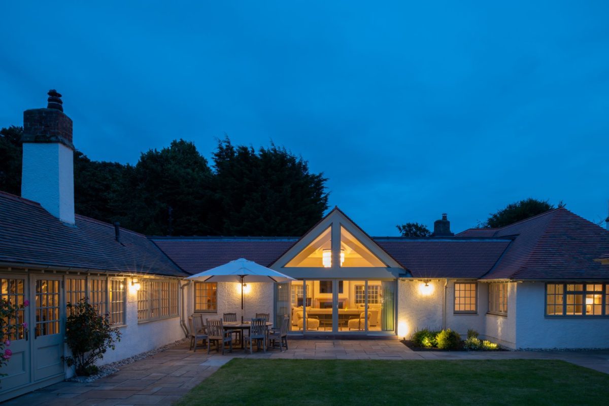 The garden at night at Muirfield Green, East Lothian