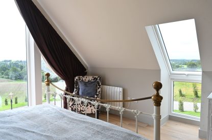 A king sized bedroom at Braeview Steading, Perthshire