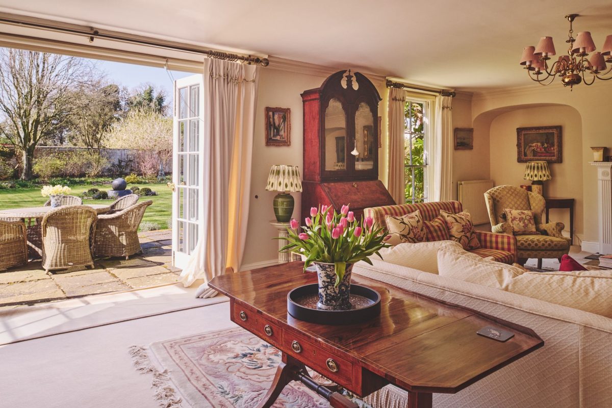 The drawing room at Hockham House, Norfolk Coast