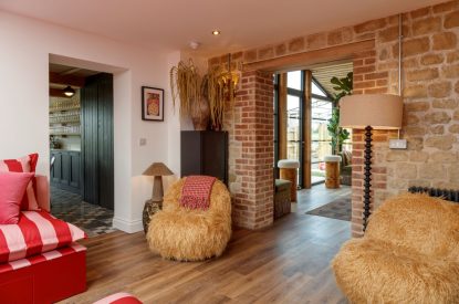 The living room at Penelope's Tower, Wiltshire