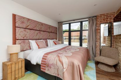 Super-king size bedroom at Penelope's Tower, Wiltshire