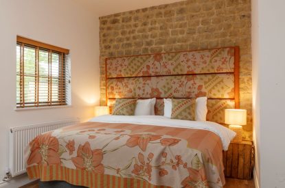 A super-king-sized bedroom at Penelope's Tower, Wiltshire