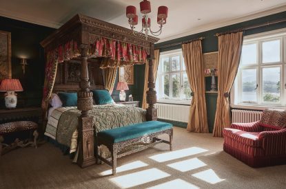 A four poster bedroom at Ty Culfor, Anglesey
