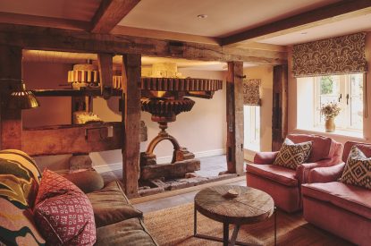 The living room at Mill House, Powys