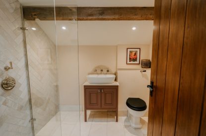 A shower room at Fox Hallow, Cheshire