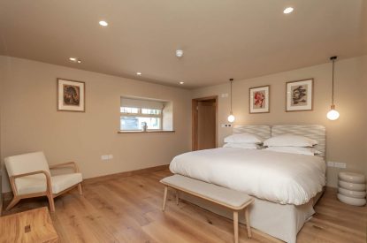 A super-king size bedroom at Willowbrook Retreat, Yorkshire Dales